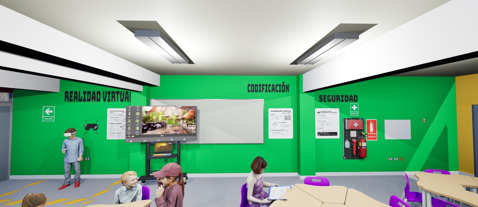 La zona de realidad virtual, en el modelo.