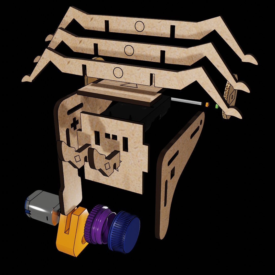 The exploded view of the robot, in the 3D model.