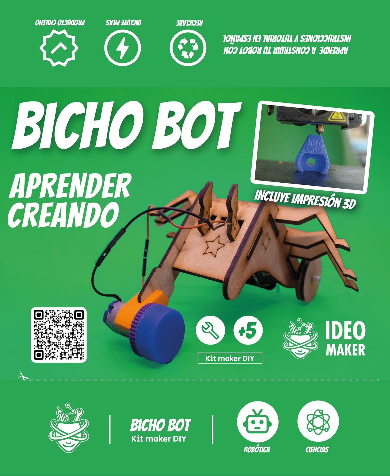 The box graphics: Bicho Bot, Learning by creating.
